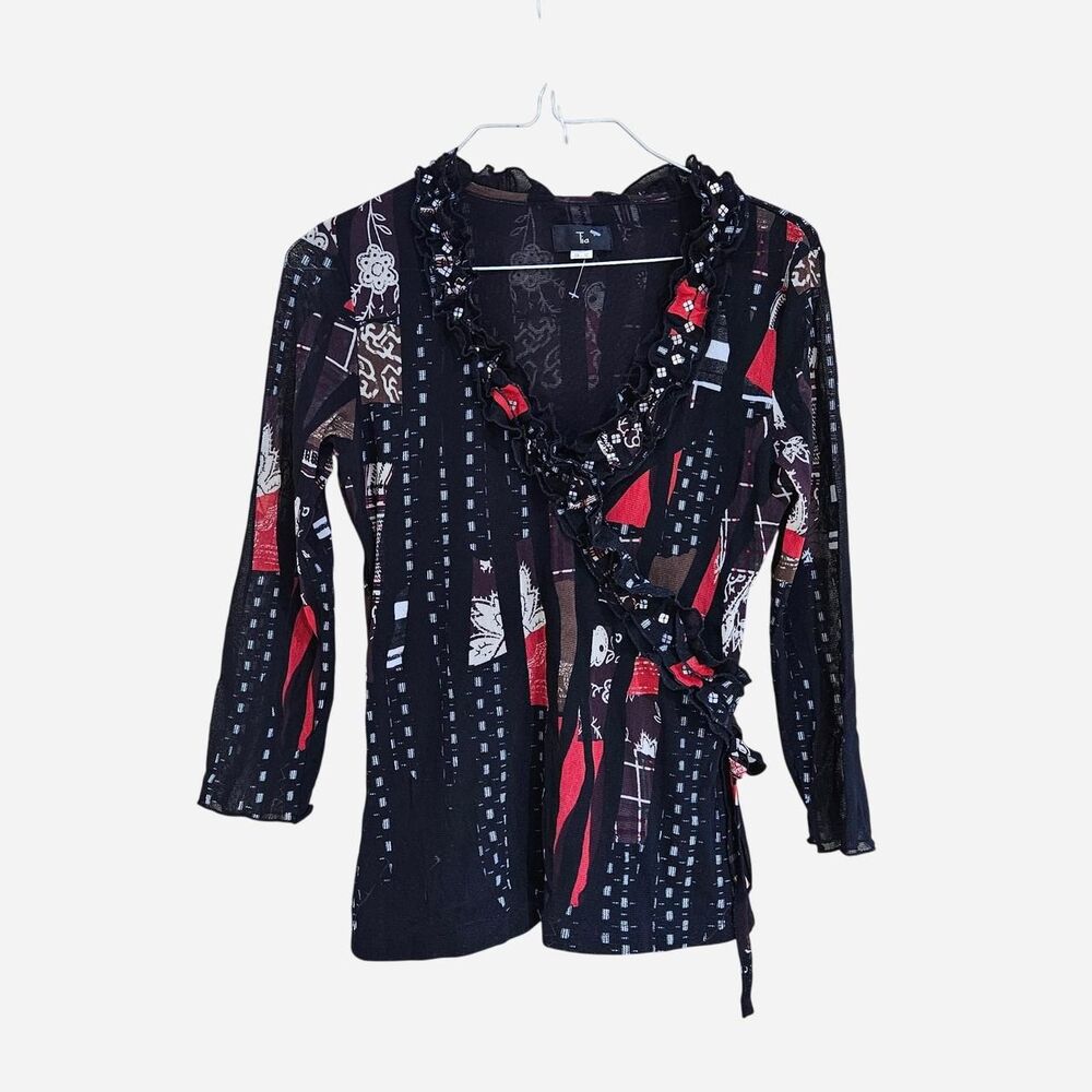 y2k grunge whimsigoth black red micromesh top